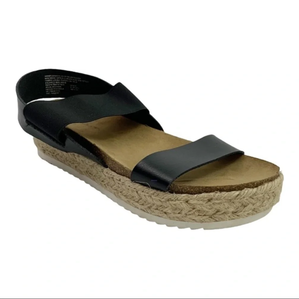 Big Buddha Espadrille Platform Vegan Leather Sandals Women’s Black Brown Size 9